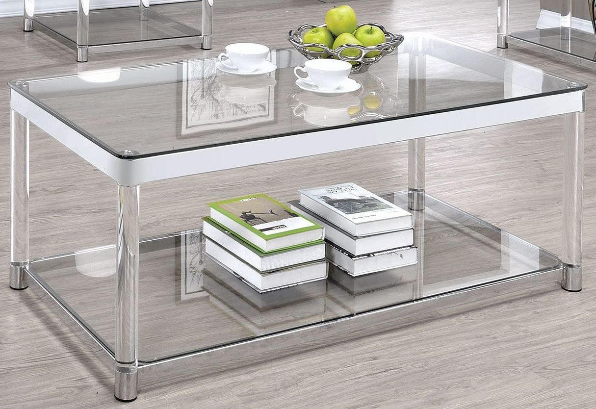 Widely Used Clear Rectangle Center Coffee Tables Intended For Chrome And Clear Acrylic Rectangular Coffee Table, 720748, Coaster (Photo 6 of 15)