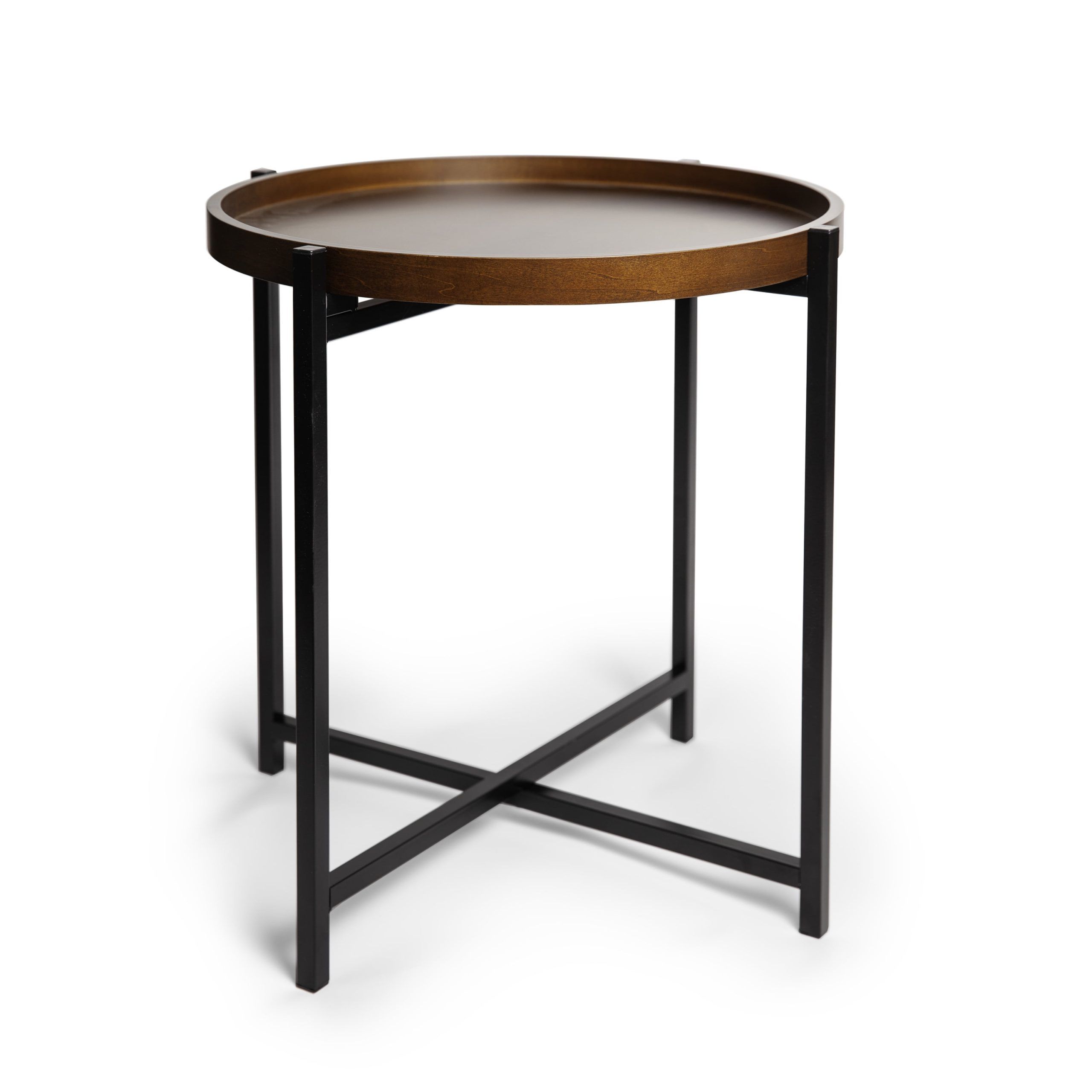 Widely Used Detachable Tray Coffee Tables Pertaining To Mid Century Modern Round Side Table With Removable Wood Tray – Walmart (Photo 11 of 15)