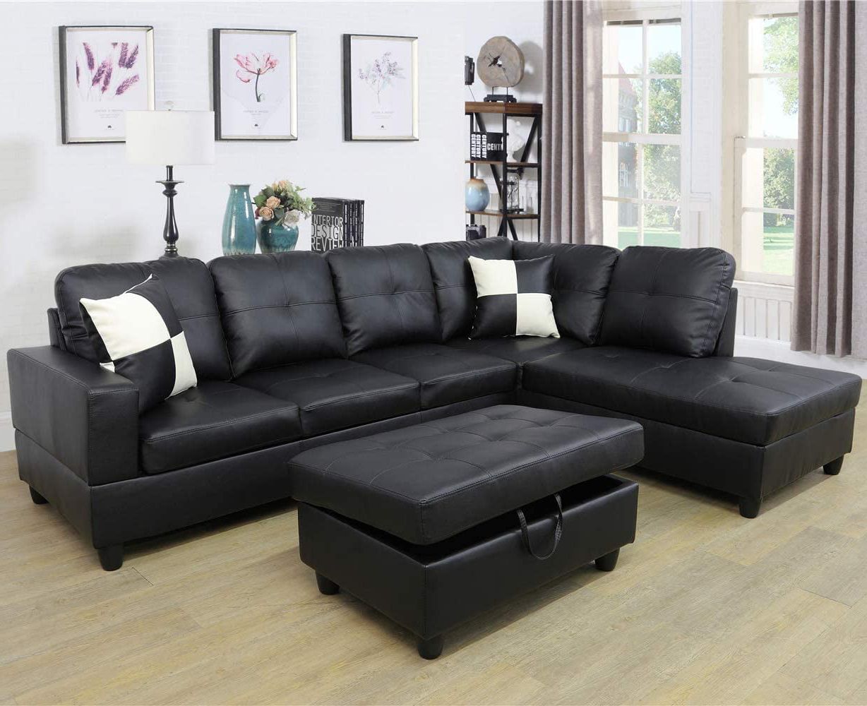 Widely Used Faux Leather Sectional Sofa Sets With Ainehome Faux Leather Sectional Set, Living Room L Shaped Modern Sofa (Photo 10 of 15)