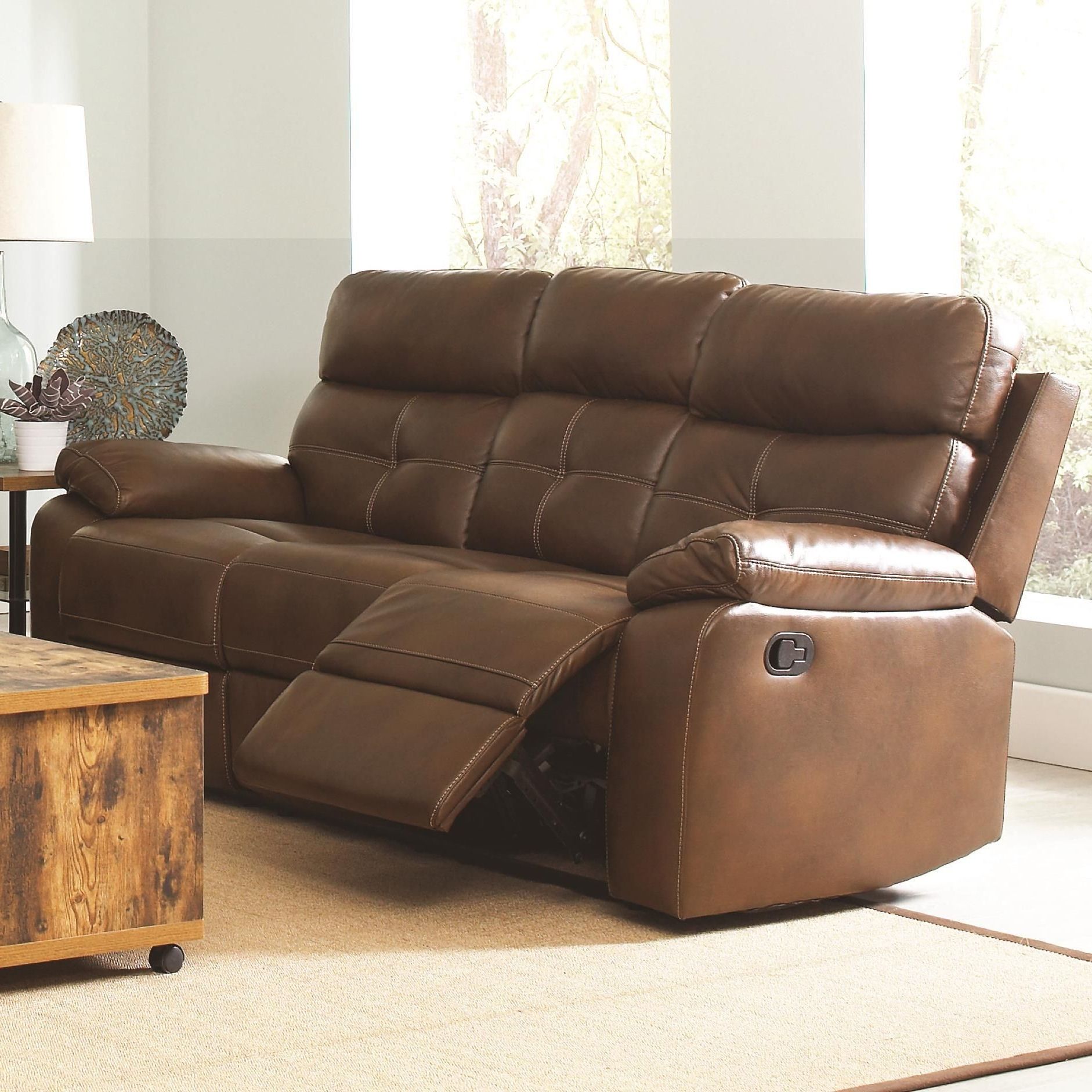 Widely Used Faux Leather Sofas In Damiano Faux Leather Reclining Sofa From Coaster (601691) (View 2 of 15)