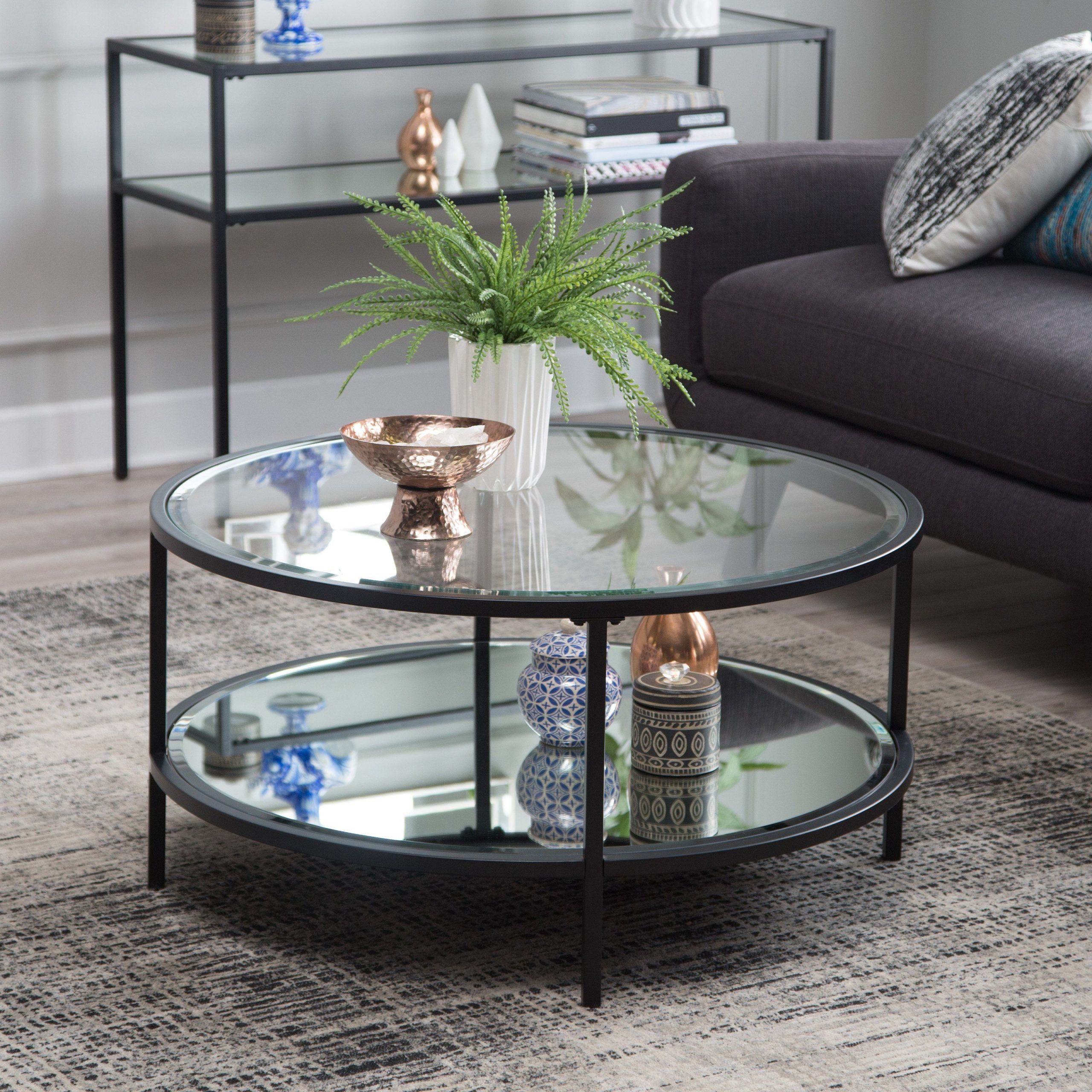 Widely Used Full Black Round Coffee Tables Intended For Belham Living Lamont Round Coffee Table – Black (View 6 of 15)