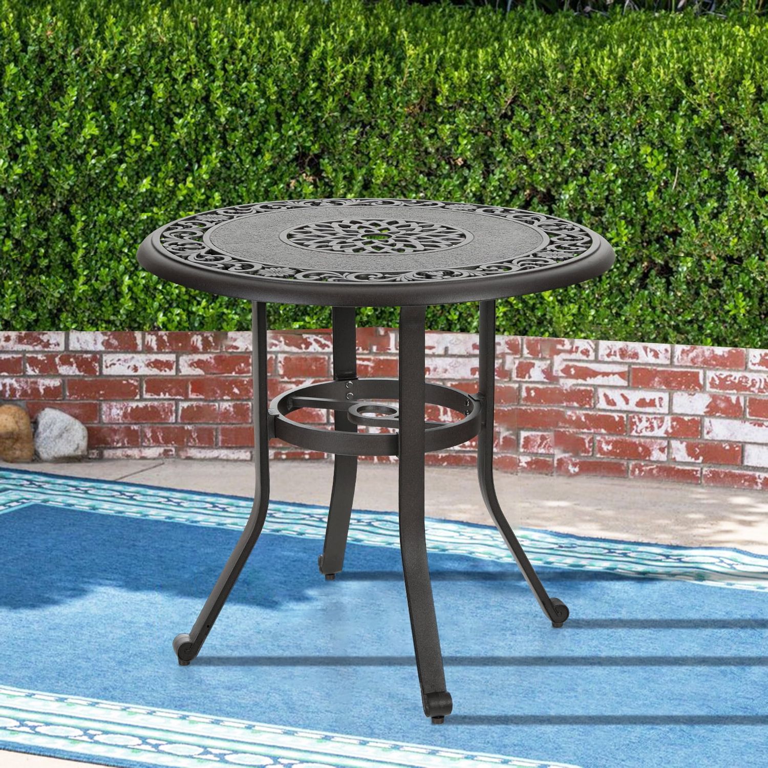 Widely Used Outdoor Half Round Coffee Tables Inside Mf Studio 32" Cast Aluminum Patio Outdoor Bistro Table, Round Dining (Photo 5 of 15)