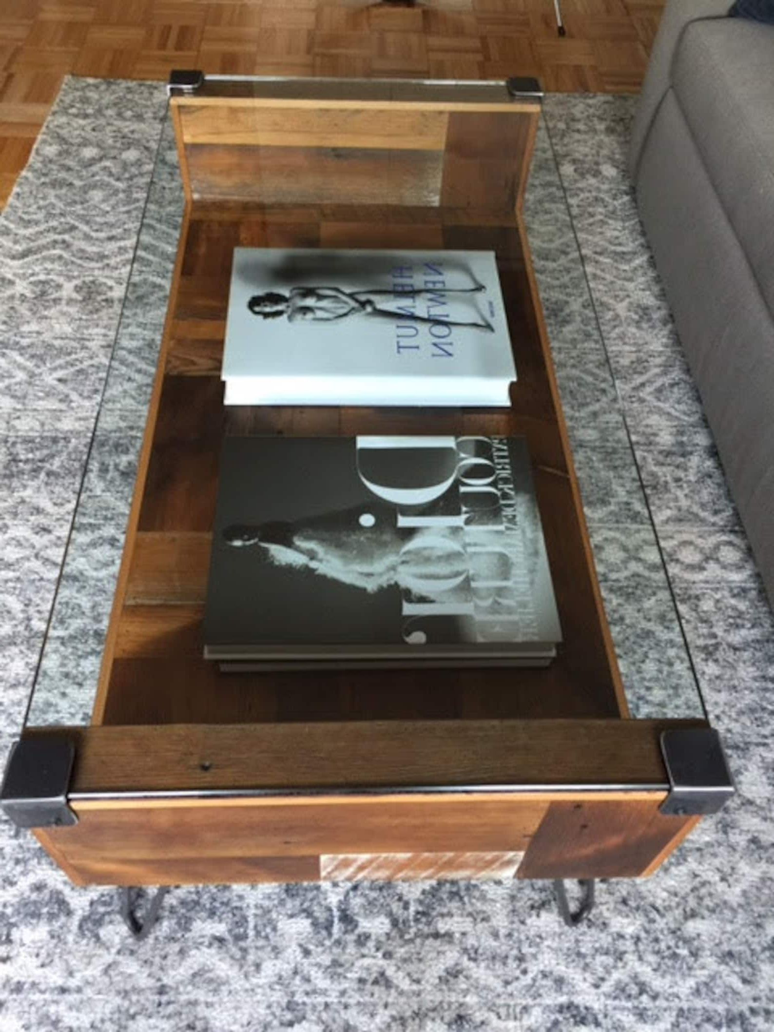 Wood Tempered Glass Top Coffee Tables Intended For Best And Newest Reclaimed Wood & Tempered Glass Top Coffee Table (Photo 3 of 15)
