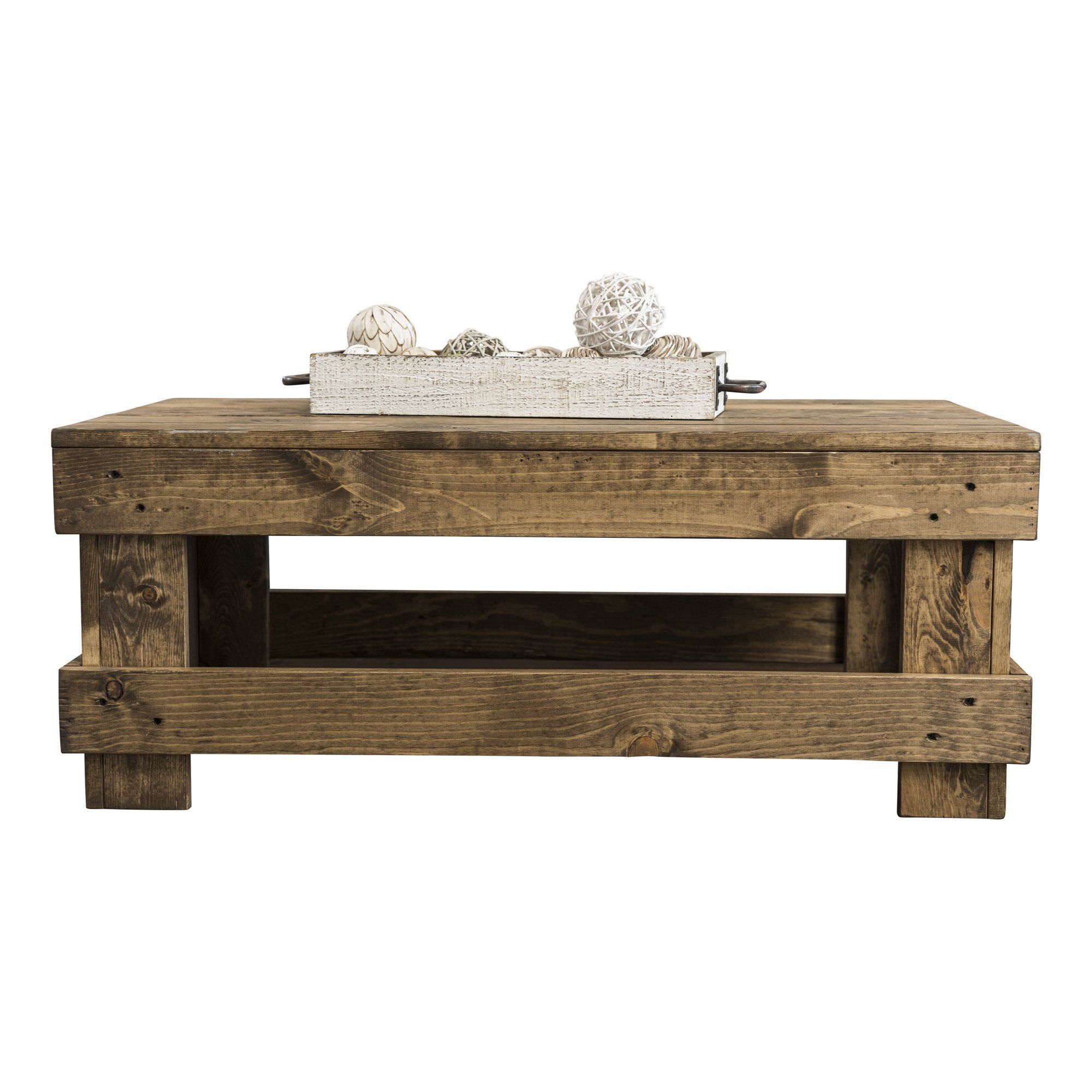 Woven Paths Coffee Tables With Preferred Woven Paths Landmark Pine Solid Wood Farmhouse Coffee Table, Dark (Photo 4 of 15)