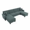 130" Stockton Sectional Couches With Double Chaise Lounge Herringbone Fabric (Photo 9 of 24)