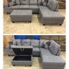 Gneiss Modern Linen Sectional Sofas Slate Gray (Photo 14 of 25)