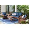 4 Piece Outdoor Wicker Seating Set In Brown (Photo 8 of 15)