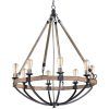 Weathered Oak And Bronze 38-Inch Eight-Light Adjustable Chandeliers (Photo 4 of 15)