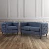 3Pc Polyfiber Sectional Sofas With Nail Head Trim Blue/Gray (Photo 13 of 25)