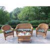 4 Piece Outdoor Wicker Seating Set In Brown (Photo 9 of 15)