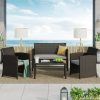 4 Piece Outdoor Wicker Seating Set In Brown (Photo 11 of 15)
