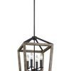 Weathered Oak And Bronze 38-Inch Eight-Light Adjustable Chandeliers (Photo 10 of 15)