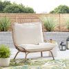 All-Weather Wicker Outdoor Cuddle Chair And Ottoman Set (Photo 6 of 15)