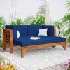 Wood Sofa Cushioned Outdoor Garden (Photo 15 of 15)