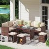 Outdoor Cushioned Chair Loveseat Tables (Photo 7 of 15)
