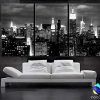 New York Skyline Canvas Black And White Wall Art (Photo 1 of 15)