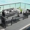 Side Table Iron Frame Patio Furniture Set (Photo 9 of 15)