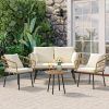Outdoor Cushioned Chair Loveseat Tables (Photo 4 of 15)