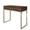 Walnut Wood And Gold Metal Console Tables (Photo 1 of 15)