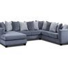 3Pc Polyfiber Sectional Sofas With Nail Head Trim Blue/Gray (Photo 11 of 25)