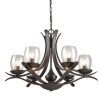 Bronze And Scavo Glass Chandeliers (Photo 5 of 15)