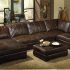 15 Collection of Brown Leather Sectionals with Chaise