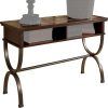 Brown Wood And Steel Plate Console Tables (Photo 2 of 15)