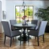 Caira Black 5 Piece Round Dining Sets With Upholstered Side Chairs (Photo 1 of 25)