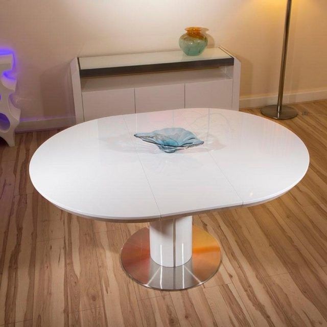 25 Photos White Gloss Round Extending Dining Tables