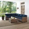Wicker 4Pc Patio Conversation Sets With Navy Cushions (Photo 9 of 15)