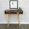 Walnut Wood And Gold Metal Console Tables (Photo 7 of 15)