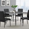 Frosted Glass Modern Dining Tables With Grey Finish Metal Tapered Legs (Photo 17 of 25)
