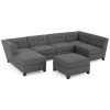 Element Right-Side Chaise Sectional Sofas In Dark Gray Linen And Walnut Legs (Photo 23 of 25)