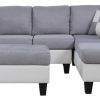 3Pc Polyfiber Sectional Sofas With Nail Head Trim Blue/Gray (Photo 8 of 25)