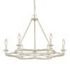 French Washed Oak And Distressed White Wood Six-Light Chandeliers (Photo 9 of 15)