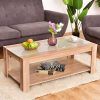 Wood Tempered Glass Top Coffee Tables (Photo 9 of 15)