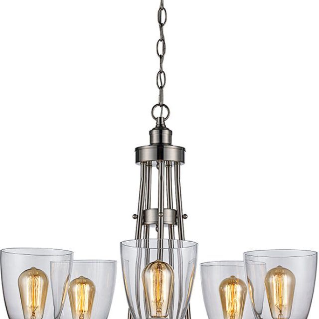 15 Best Collection of Brushed Nickel Metal and Wood Modern Chandeliers