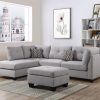 2Pc Polyfiber Sectional Sofas With Nailhead Trims Gray (Photo 11 of 25)