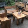 Outdoor Terrace Bench Wood Furniture Set (Photo 4 of 15)