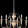 French Washed Oak And Distressed White Wood Six-Light Chandeliers (Photo 5 of 15)