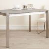 Frosted Glass Modern Dining Tables With Grey Finish Metal Tapered Legs (Photo 1 of 25)