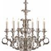 French Washed Oak And Distressed White Wood Six-Light Chandeliers (Photo 6 of 15)