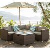 Fire Pit Table Wicker Sectional Sofa Set (Photo 2 of 15)