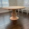Metal Legs And Oak Top Round Console Tables (Photo 10 of 15)