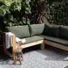 Wood Sofa Cushioned Outdoor Garden (Photo 12 of 15)
