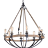 Weathered Oak And Bronze 38-Inch Eight-Light Adjustable Chandeliers (Photo 3 of 15)