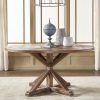Rustic Mahogany Benchwright Pedestal Extending Dining Tables (Photo 11 of 25)