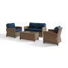 Wicker 4Pc Patio Conversation Sets With Navy Cushions (Photo 13 of 15)
