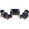 Wicker 4Pc Patio Conversation Sets With Navy Cushions (Photo 3 of 15)