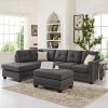 2Pc Polyfiber Sectional Sofas With Nailhead Trims Gray (Photo 22 of 25)